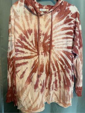 C&C California Spiral Tie-Dye Hoodie in Rust & Cream